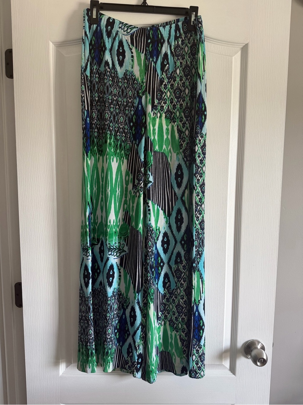 Chico's Green and Blue Wide-Leg Printed Pants